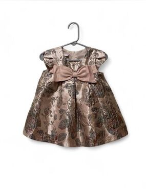Bonnie Baby Pink and Gold Metallic Dress With Bow